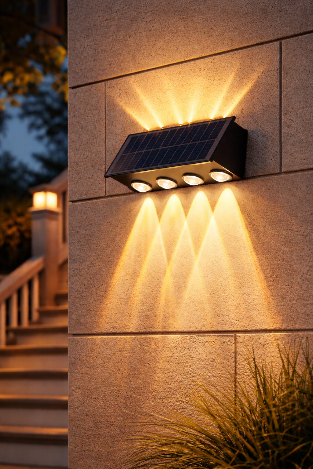 Lámpara solar de pared exterior con 8 LED