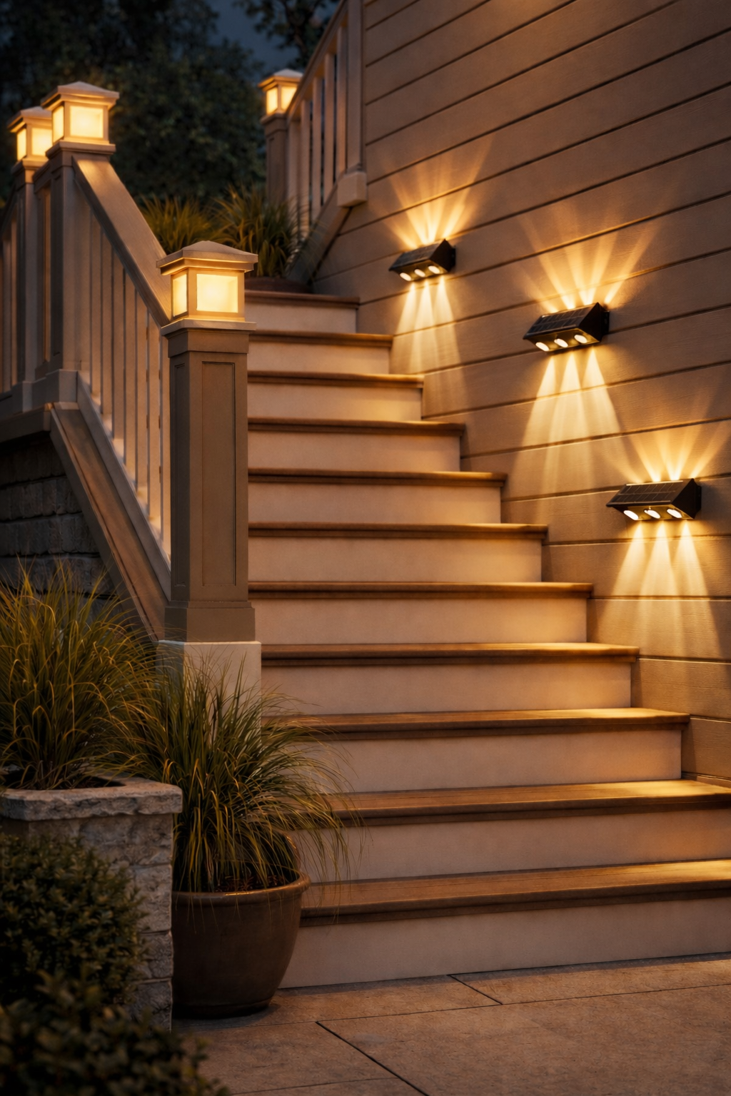 Lámpara solar de pared exterior con 8 LED