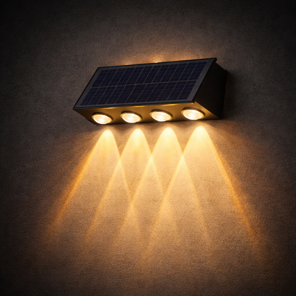 Lámpara solar de pared exterior con 8 LED
